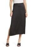 Halogen Satin Midi Skirt In Black