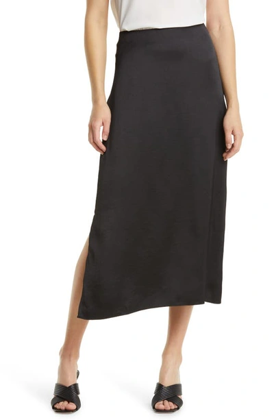 Halogen Satin Midi Skirt In Black