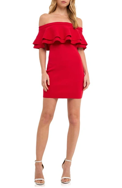 Endless Rose Off The Shoulder Minidress In Red