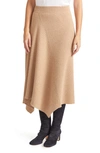 Loro Piana Asymmetric Ribbed Cashmere Midi Skirt In E03m Peanut Butter ml