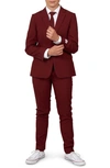 OPPOSUITS BLAZING BURGUNDY TWO-PIECE SUIT & TIE