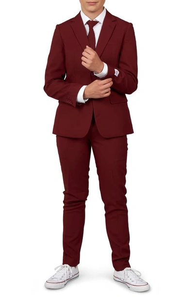 Opposuits Kids'  Blazing Burgundy Two-piece Suit & Tie In Red