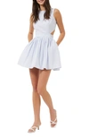 French Connection Adelade Sleeveless Cutout Organic Cotton Fit & Flare Minidress In Chalky Sky