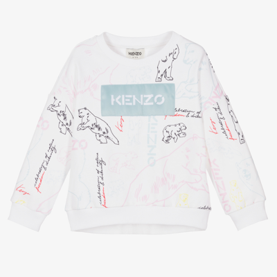 Kenzo Babies' Girls White Bear Sweatshirt