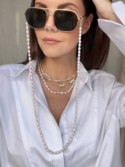 Talis Chains Pastel Pearl Glasses Chain In Black