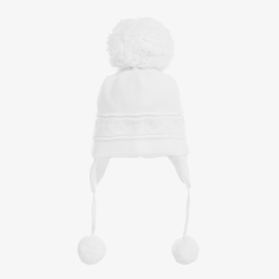 Emile Et Rose White Knitted Cotton Baby Hat