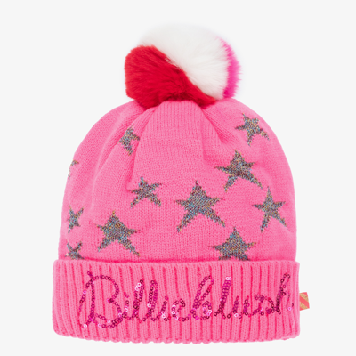 Billieblush Kids' Logo-embellished Star-knit Beanie In Pink