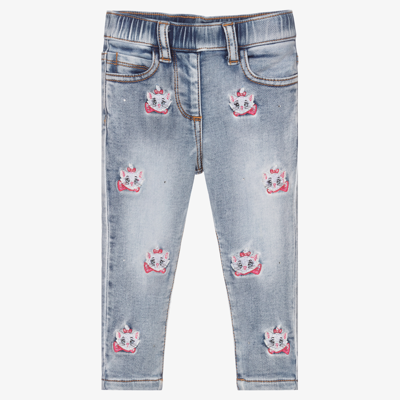 Monnalisa Babies' Girls Blue Disney Jeans In Stone Washed