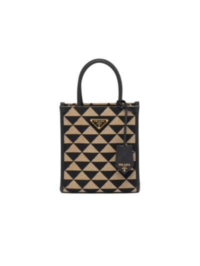 Prada Symbole Embroidered Jacquard Fabric Mini Bag In Nero