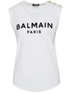 Balmain Canotta In Cotone In White