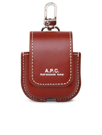 A.p.c. Porta Airpods In Pelle In Brown