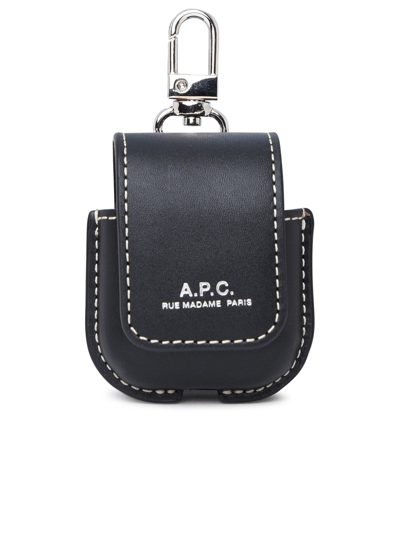 A.p.c. Porta Airpods In Pelle In Black
