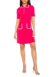 Alexia Admor Piper Short Sleeve Knit Dress In Magenta/ White