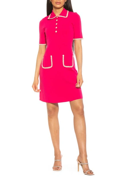 Alexia Admor Piper Short Sleeve Knit Dress In Magenta/ White