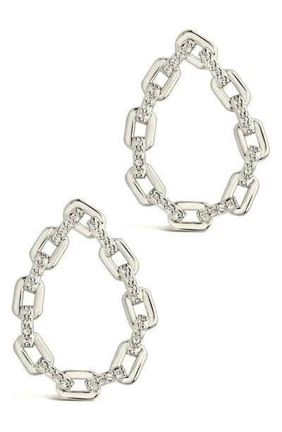 Sterling Forever Cz Chain Link Drop Earrings In Silver