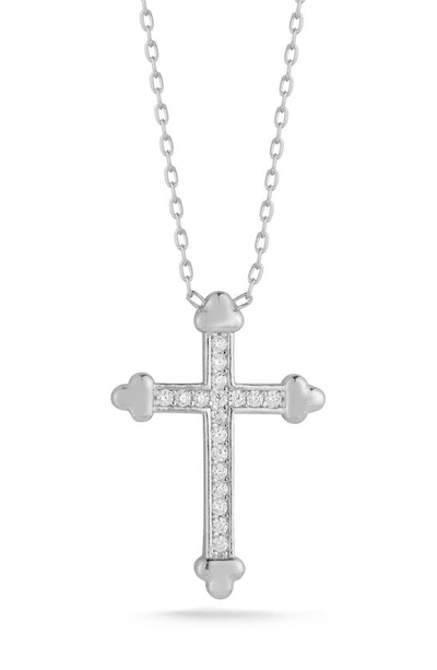 Glaze Jewelry Pavé Cz Cross Pendant Necklace In Silver