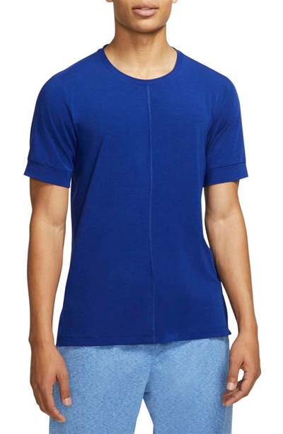 Nike Dri-fit Yoga T-shirt In Deep Royal Blue/ Black