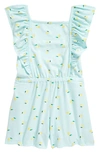 Tucker + Tate Kids' Print Romper In Teal Fair Lemons