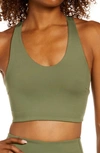 Zella Studio Lite Longline Bra In Olive Branch