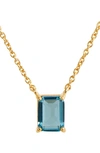 Savvy Cie Jewels Vermeil Emerald Cut Cz Birth Stone Box Cut Necklace In Aquamarine - March