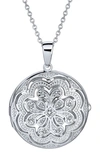 Bling Jewelry Rhodium Plated Sterling Silver Filigree Flower Diffuser Locket Necklace In Silver