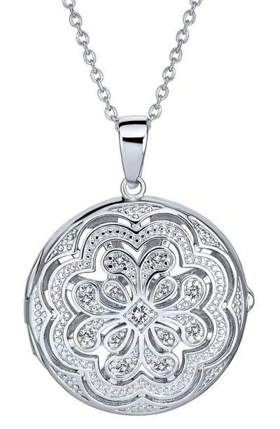 Bling Jewelry Rhodium Plated Sterling Silver Filigree Flower Diffuser Locket Necklace