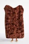 Anthropologie Luxe Faux Fur Throw Blanket In Brown