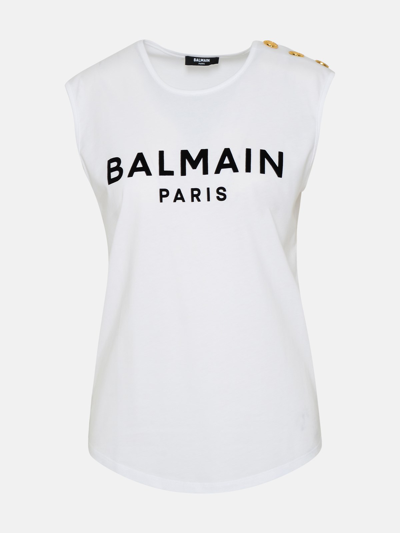 Balmain Cotton Tank Top In White