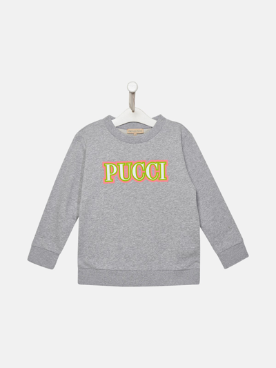 Emilio Pucci Kids' Cotton Sweatshirt In Grey
