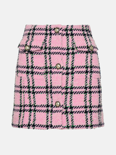 Alessandra Rich Wool Blend Miniskirt In Pink
