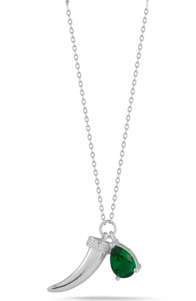 Sphera Milano Horn Charm Necklace In Silver