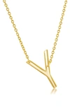 Simona Gold Plated Sterling Silver Sideways Initial Necklace In Gold - Y