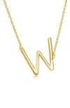 Simona Gold Plated Sterling Silver Sideways Initial Necklace In Gold - W