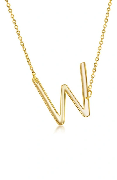 Simona Gold Plated Sterling Silver Sideways Initial Necklace In Gold - W