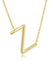 Simona Gold Plated Sterling Silver Sideways Initial Necklace In Gold - Z