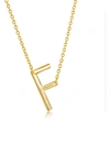 Simona Gold Plated Sterling Silver Sideways Initial Necklace In Gold - F