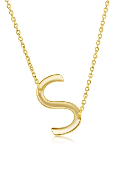Simona Gold Plated Sterling Silver Sideways Initial Necklace In Gold - S