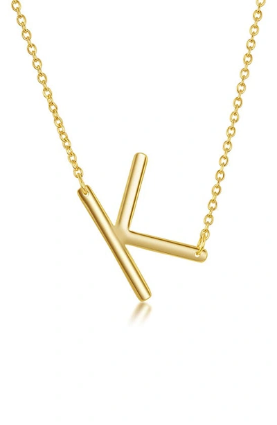 Simona Gold Plated Sterling Silver Sideways Initial Necklace In Gold - K