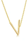 Simona Gold Plated Sterling Silver Sideways Initial Necklace In Gold - V