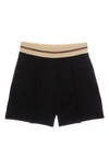 Helmut Lang Logo Elastic Waistband Wool Pull On Shorts In Black