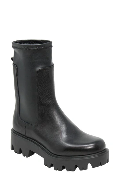 Charles David Women's Hallow Pull On Lug Sole Booties In Black/ Leather/ Stretch