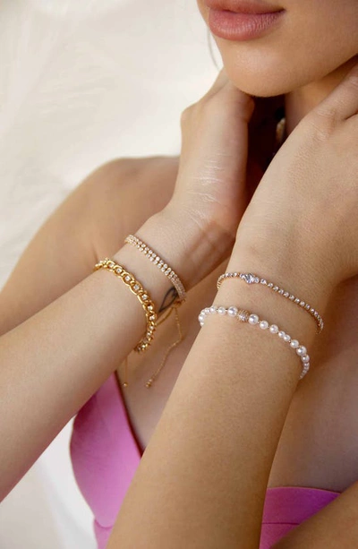 Ettika The Ultimate Pearl And Crystal Mixed 18k Gold Plated Bracelet Stack