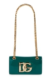 Dolce & Gabbana Logo Polished Calfskin Crossbody Phone Case With Card Holder In 87174 Verde Smeraldo