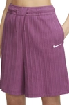 Nike Sportswear Rib Longline Shorts In Light Bordeaux/ White
