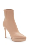 Gianvito Rossi 115mm Dasha Leather Platform Boots In Nude,beige