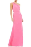 Ieena For Mac Duggal One Shoulder Jersey Mermaid Gown In Pink