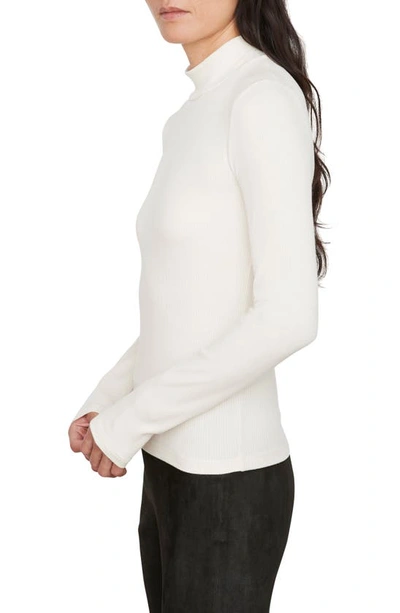 Vince Ribbed Mock Neck Long-sleeved Top In Neutral
