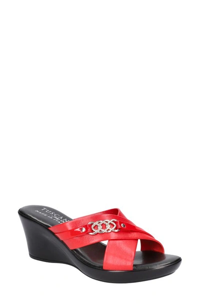 Tuscany By Easy Street® Maggia Crisscross Wedge Sandal In Red