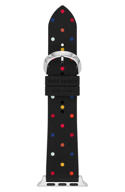 Kate Spade New York Women's Black Multicolor Dot Silicone Strap For Apple Watch, 38, 40, 41mm