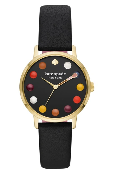 Kate Spade Women's Metro Three-hand Black Leather Strap Watch, 34mm